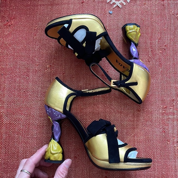 NEW Prada 2008 Fairy collection carved orchid heels - Picture 3 of 11